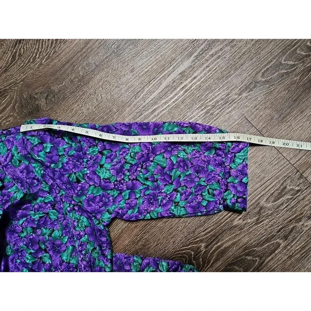 Vintage 80's Breli Original‎ Green & Purple Floral Belted Dress Size:12